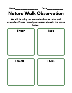 Printable Nature Walk Observation Worksheet | Grade K