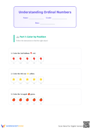 Ordinal Numbers Worksheet | Grade 1 Printable Essential