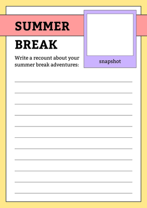 Summer Break Recount Writing | Grade 2 Printable