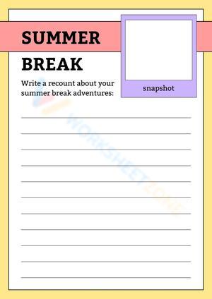 Summer Break Writing Recount English Worksheet