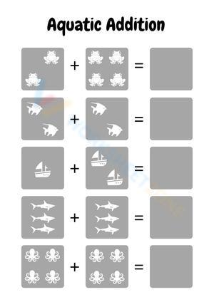 Aquatic Addition Math Worksheet