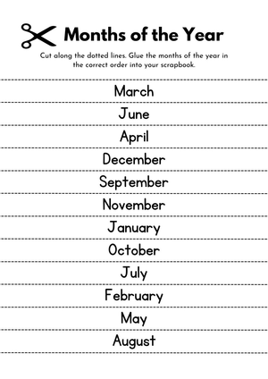 Simple Months of the Year Worksheet