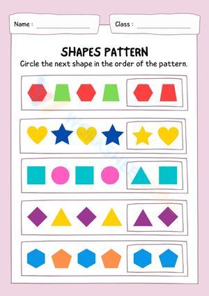 Colorful Illustration Shapes Pattern Worksheet