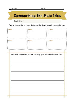 Main Idea Summary Worksheet | Grade 3 Printable