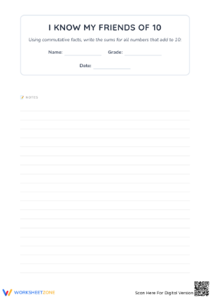 Friends of 10 Math Worksheet | Essential Grade 1 Practice