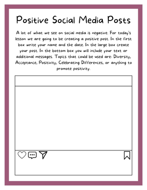 Printable SEL Social Media Positivity Post | Grade 6