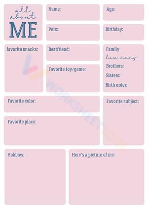 All About Me Worksheet | Grade K-2 Essential Printable