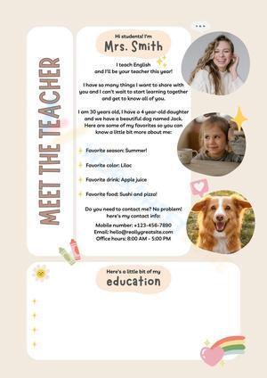 Organic Meet the Teacher Back to School Template