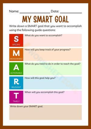 Back to School Worksheet for Kids - SMART Goals Printable