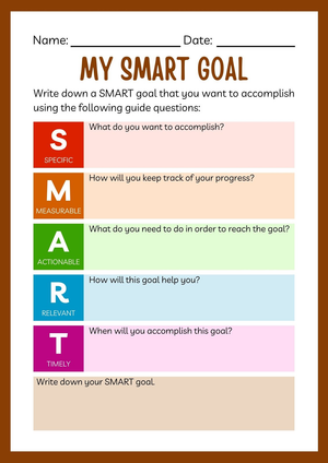 Printable SMART Goals Worksheet | Grade 5