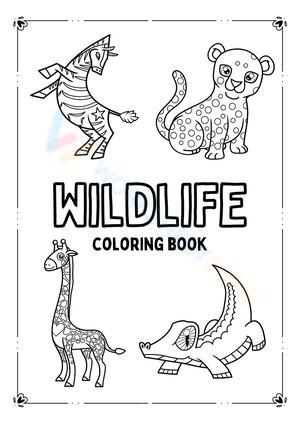 Black White Clean Wildlife Coloring Worksheet Set