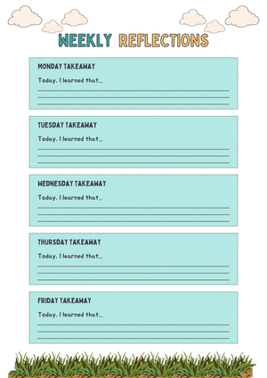 Grade 3 Weekly Reflections — Printable No-Prep Worksheet