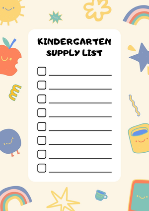 Kindergarten Supply List Worksheet