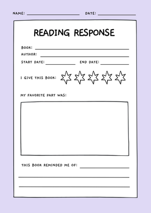 Printable Reading Response Worksheet Grade 1