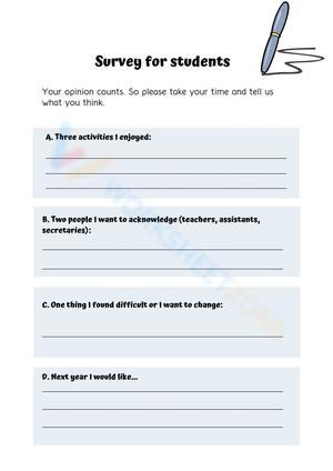 End of term Survey for students