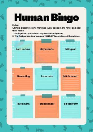 Blue Fun Human Bingo Activity