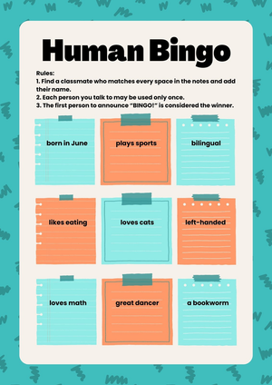 Grade 4 Human Bingo — Printable No-Prep Worksheet