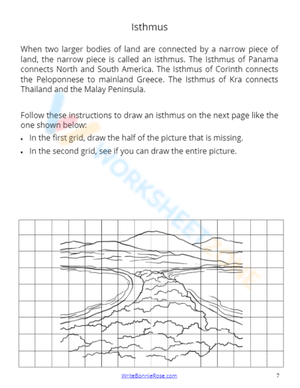 Isthmus Definition and Grid Drawing Geography Worksheet