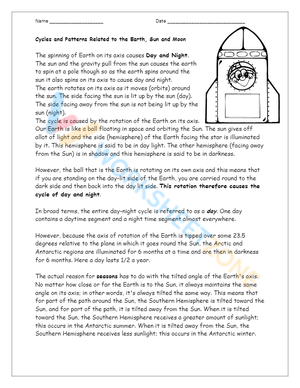 4th Grade Science Worksheet