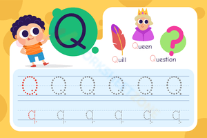 Tracing letter template - Q