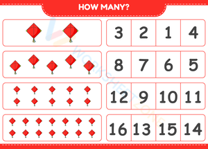 Counting worksheet - Counting kites