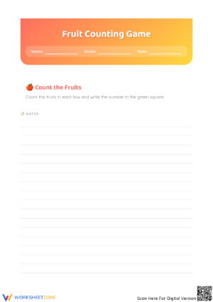 Printable Fruit Counting Game | Grade K Math Essential