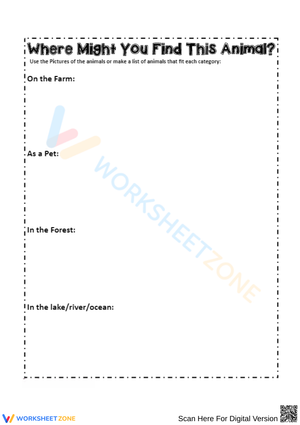 Animal Habitats Worksheet - Identify Where Animals Live