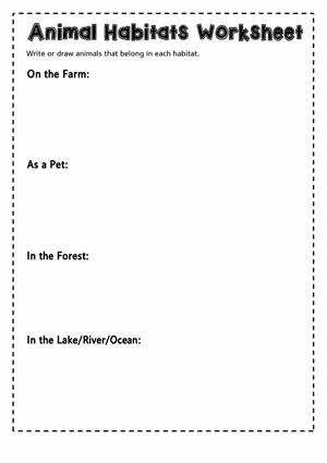 Grade 4 Animal Habitats — Printable No-Prep Worksheet