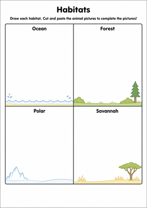 Grade 1 Animal Habitats — Printable No-Prep Worksheet