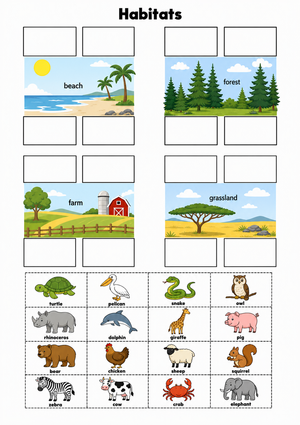 Grade 2 Animal Habitats — Printable No-Prep Worksheet