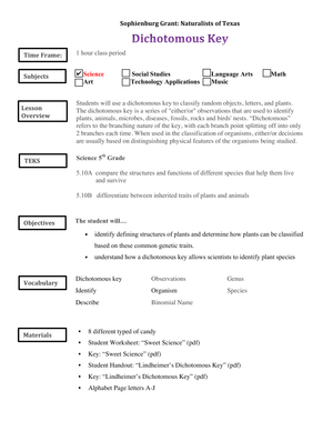 Printable Dichotomous Key Worksheet | Grade 7 Science