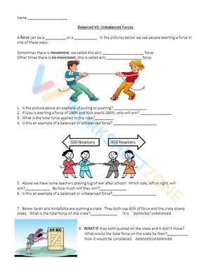 balanced and unbalanced forces 6