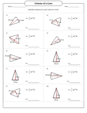 Practice Volume of Cones