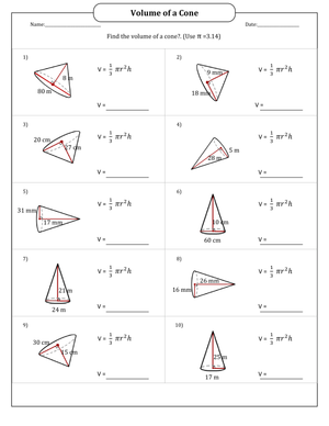 Volume of Cones: Solving Volume
