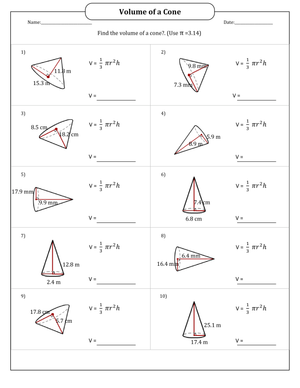 Volume of Cones: Solve Volumes
