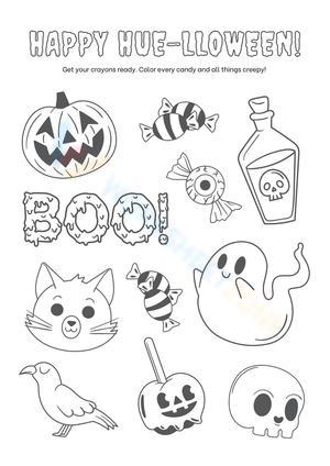 Spooky Halloween Coloring Worksheet