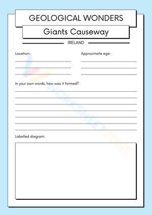 Geological wonders Giants Causeway Worksheet