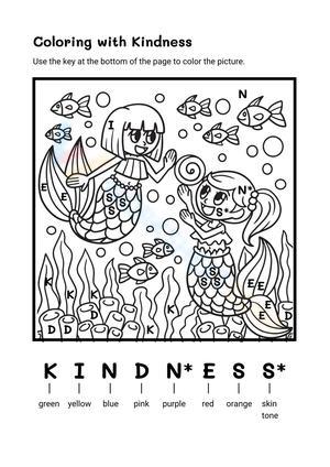 Black and White Coloring with Kindness Worksheet