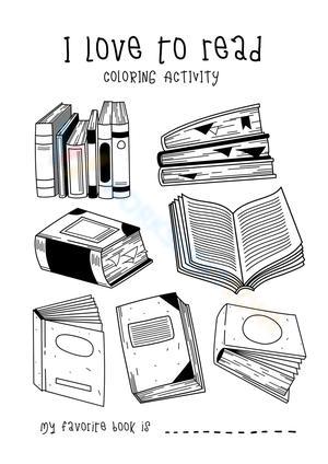 I Love to Read Coloring Worksheet for Book Lovers

