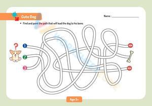 Cute Dog Worksheet Maze Paths Coloring