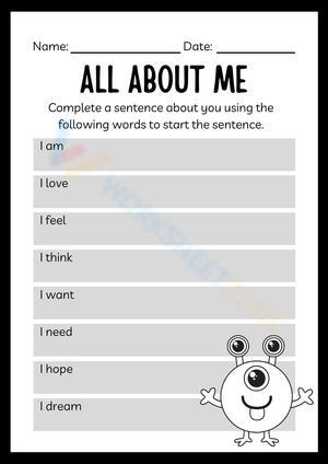 Back to School Worksheet All About Me Monster Theme