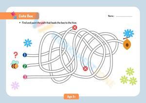 Cute Bee Worksheet Maze Paths Coloring Activity