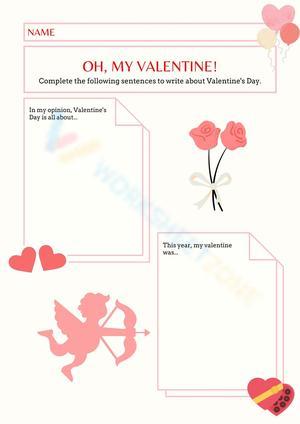 Valentines Writing Prompt Worksheet
