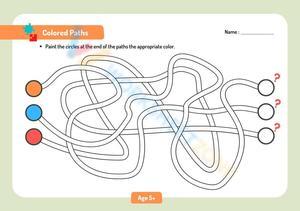 Colored Paths Worksheet: Maze Paths Coloring
