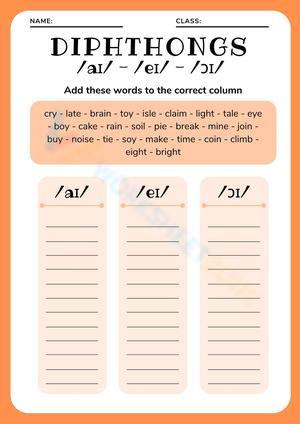 Diphthongs /ai/ /ei/ /oi/ Worksheet | Essential Grade 2