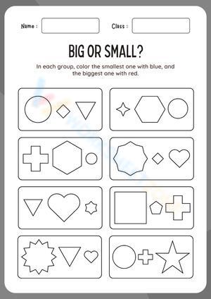 White and Grey Simple Big or Small Worksheet