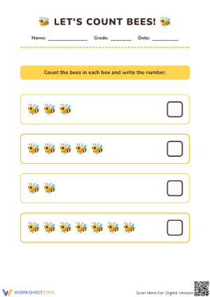 Let's Count Bees Worksheet | Essential Grade K Math