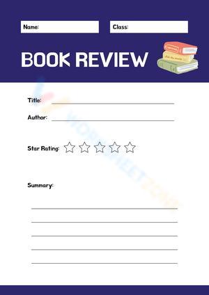 Blue Illustrative Book Review Worksheet