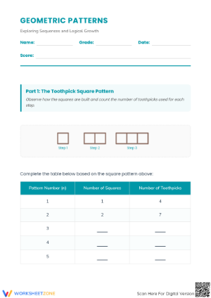 Printable Geometric Patterns Worksheet | Grade 6 Math
