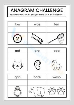 Grade 1 Anagram worksheet